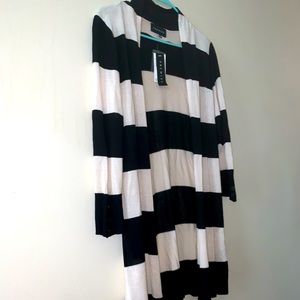 Classic long striped black and cream cardigan